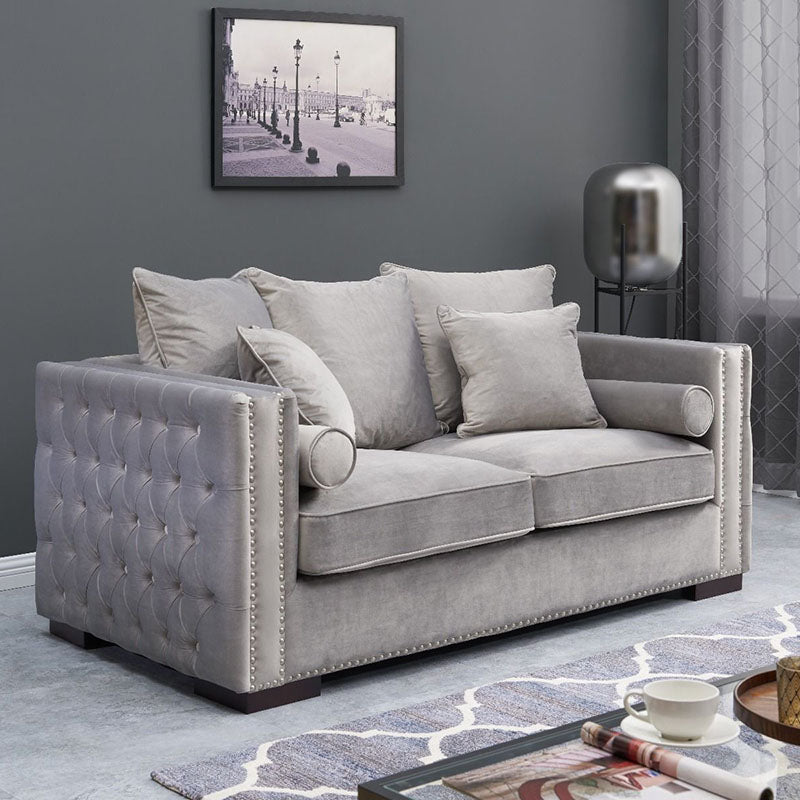 Moscow Sofas Sets in Luxury Grey Silver Velvet - MOOAZAA SHOP