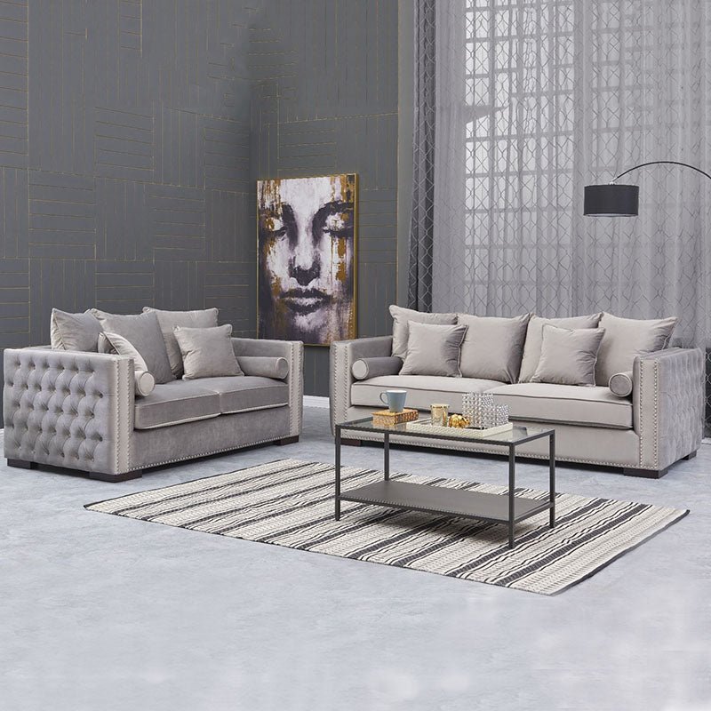 Moscow Sofas Sets in Luxury Grey Silver Velvet - MOOAZAA SHOP