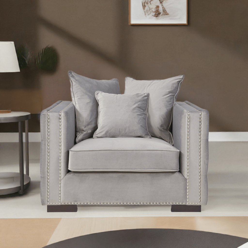Moscow Sofas Sets in Luxury Grey Silver Velvet - MOOAZAA SHOP