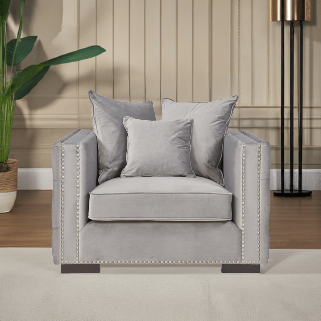 Moscow Sofas Sets in Luxury Grey Silver Velvet - MOOAZAA SHOP
