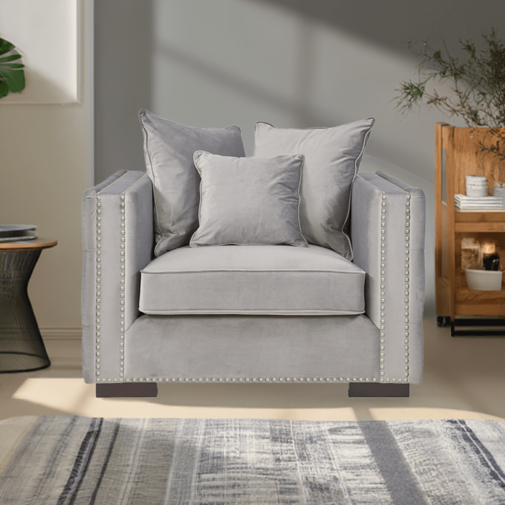 Moscow Sofas Sets in Luxury Grey Silver Velvet - MOOAZAA SHOP