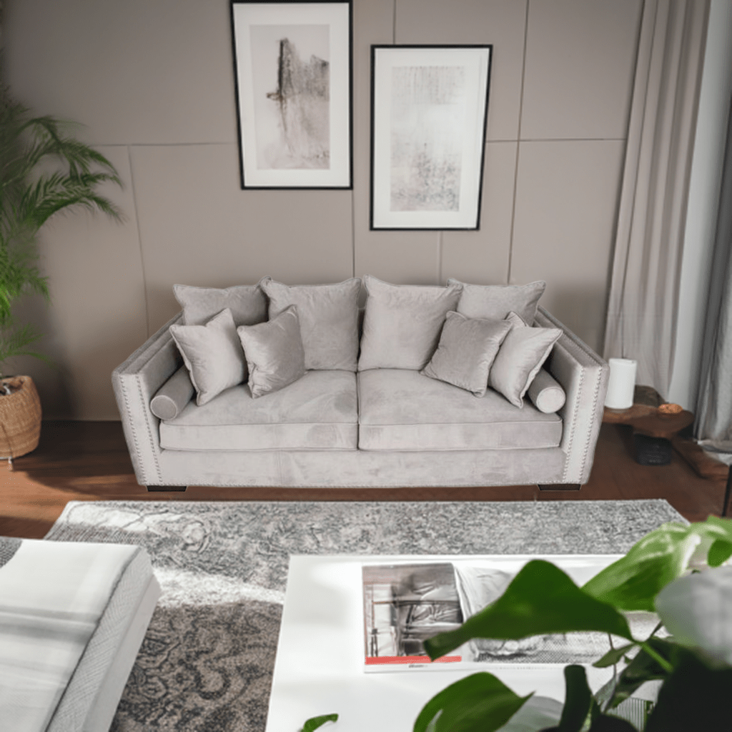 Moscow Sofas Sets in Luxury Grey Silver Velvet - MOOAZAA SHOP