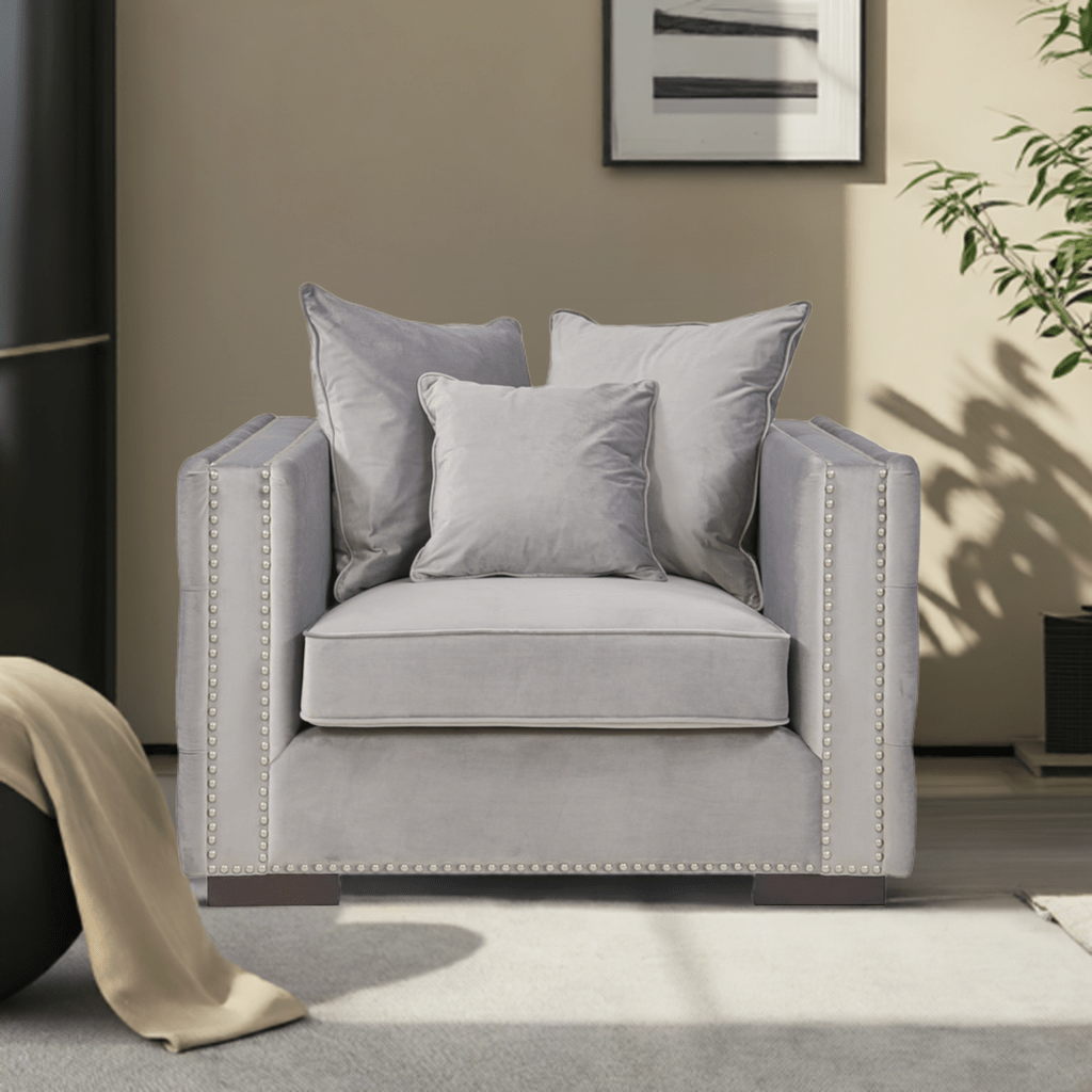 Moscow Sofas Sets in Luxury Grey Silver Velvet - MOOAZAA SHOP
