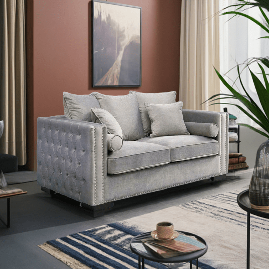 Moscow Sofas Sets in Luxury Grey Silver Velvet - MOOAZAA SHOP