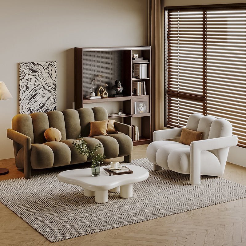 Rest Velvet Sofa,Luxury High quality,white & brown. - MOOAZAA SHOP
