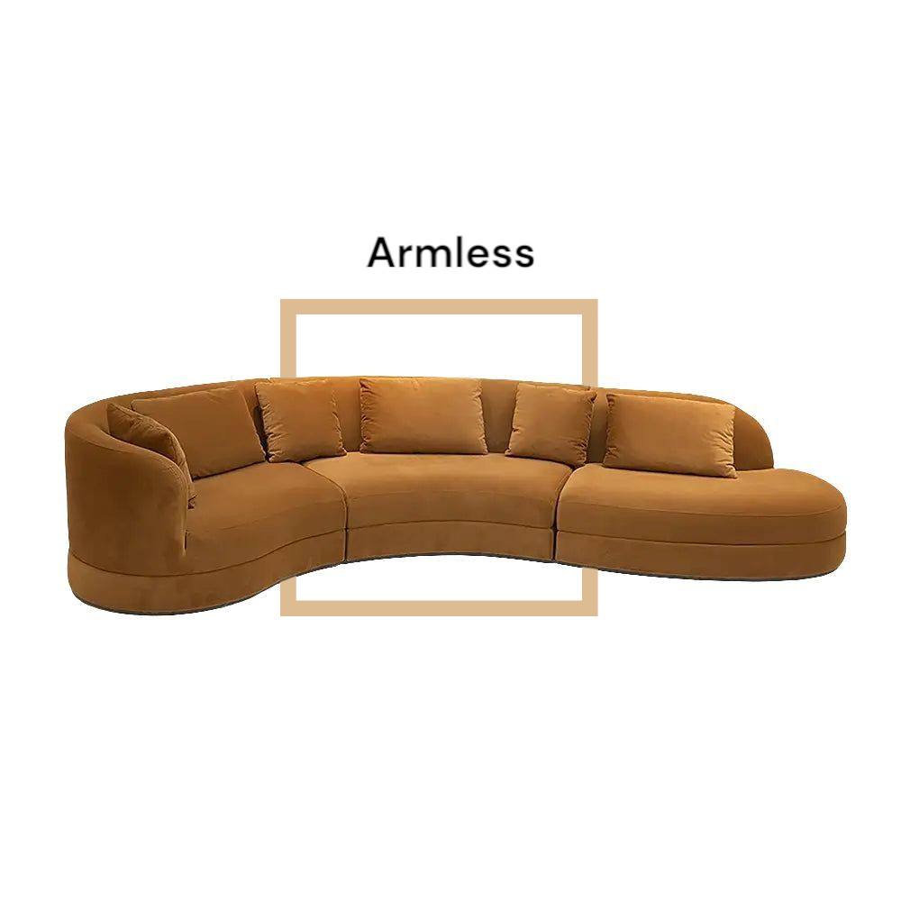 Chenille Fabric Curved Sectional Couch Three Seater