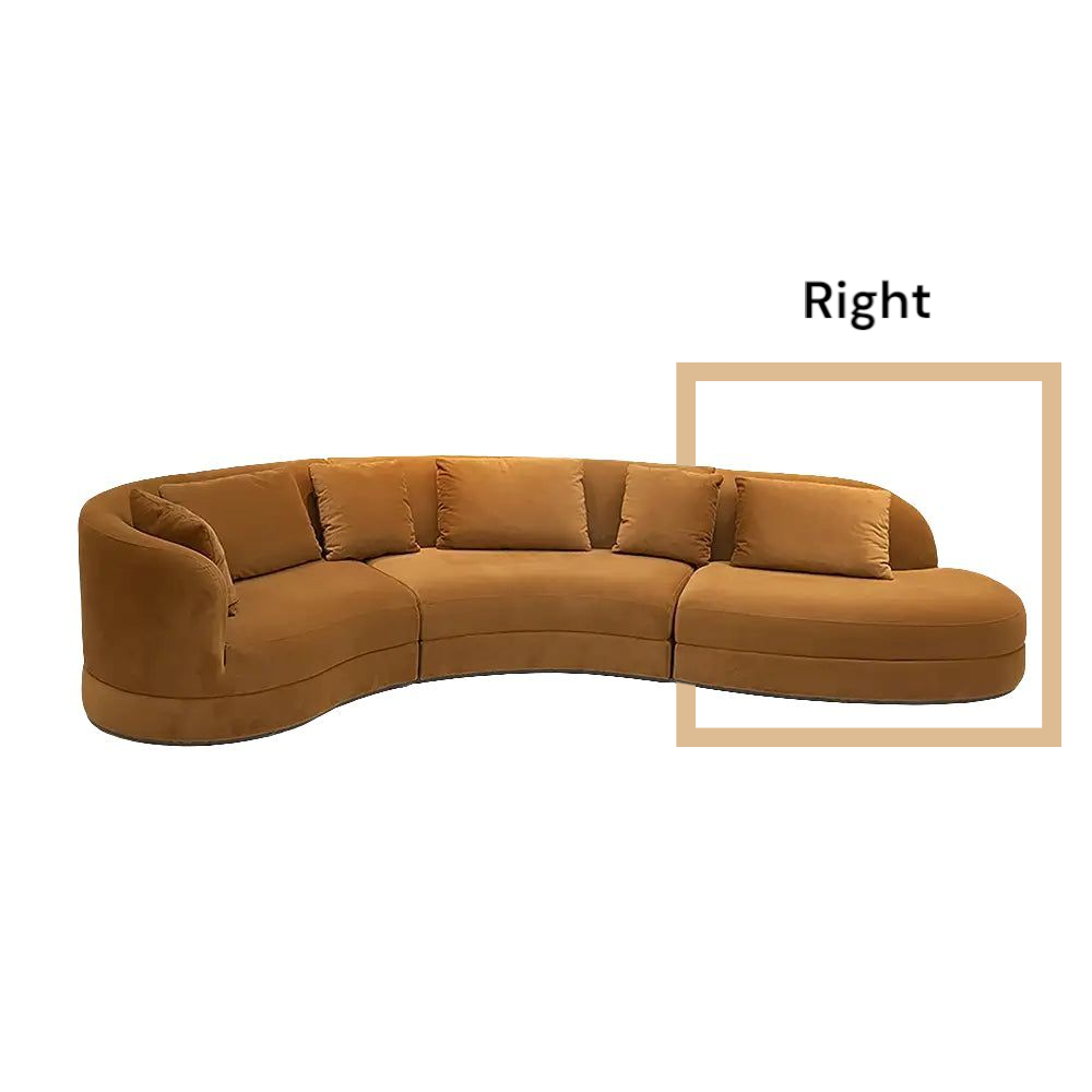 Chenille Fabric Curved Sectional Couch Three Seater