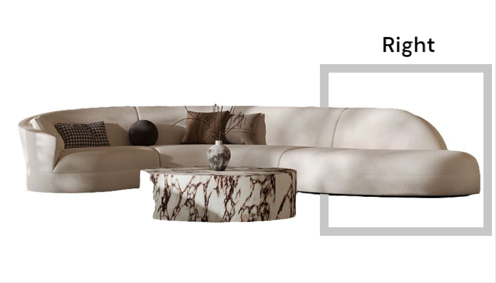 Chenille Fabric Curved Sectional Couch Three Seater