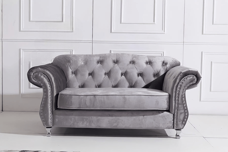 The New Chesterfield Sofa Sets in Luxury Dark Grey Velvet - Express Delivery - MOOAZAA SHOP