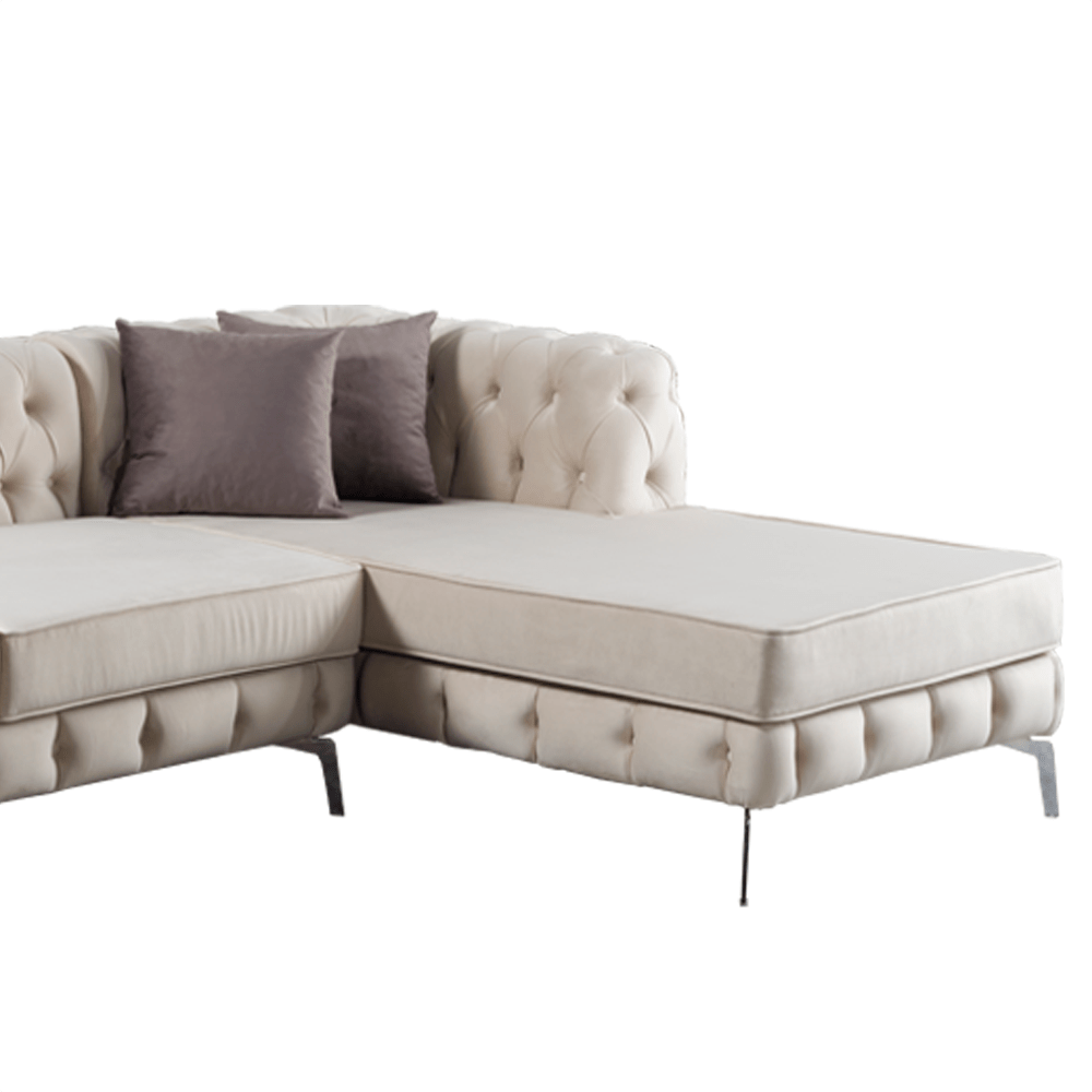 The Rocky Chesterfield Cream Velvet Corner Sofa - MOOAZAA SHOP