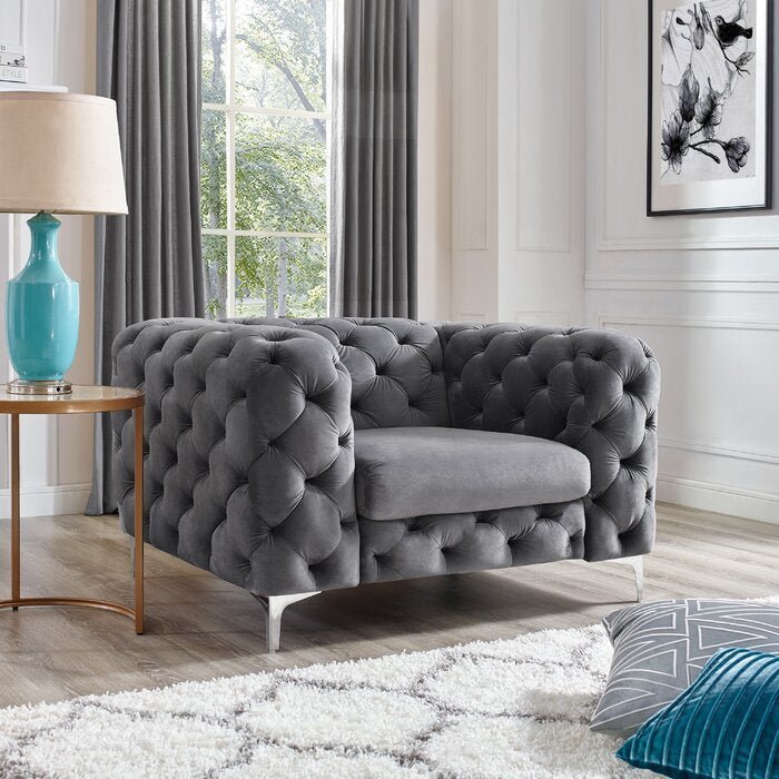 The Rocky Chesterfield Sofas Sets in Luxury Dark Grey Velvet, Express Delivery - MOOAZAA SHOP