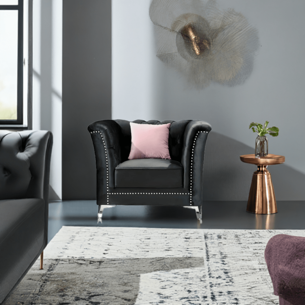 Venice Sofa Sets in Luxury Black Velvet - MOOAZAA SHOP