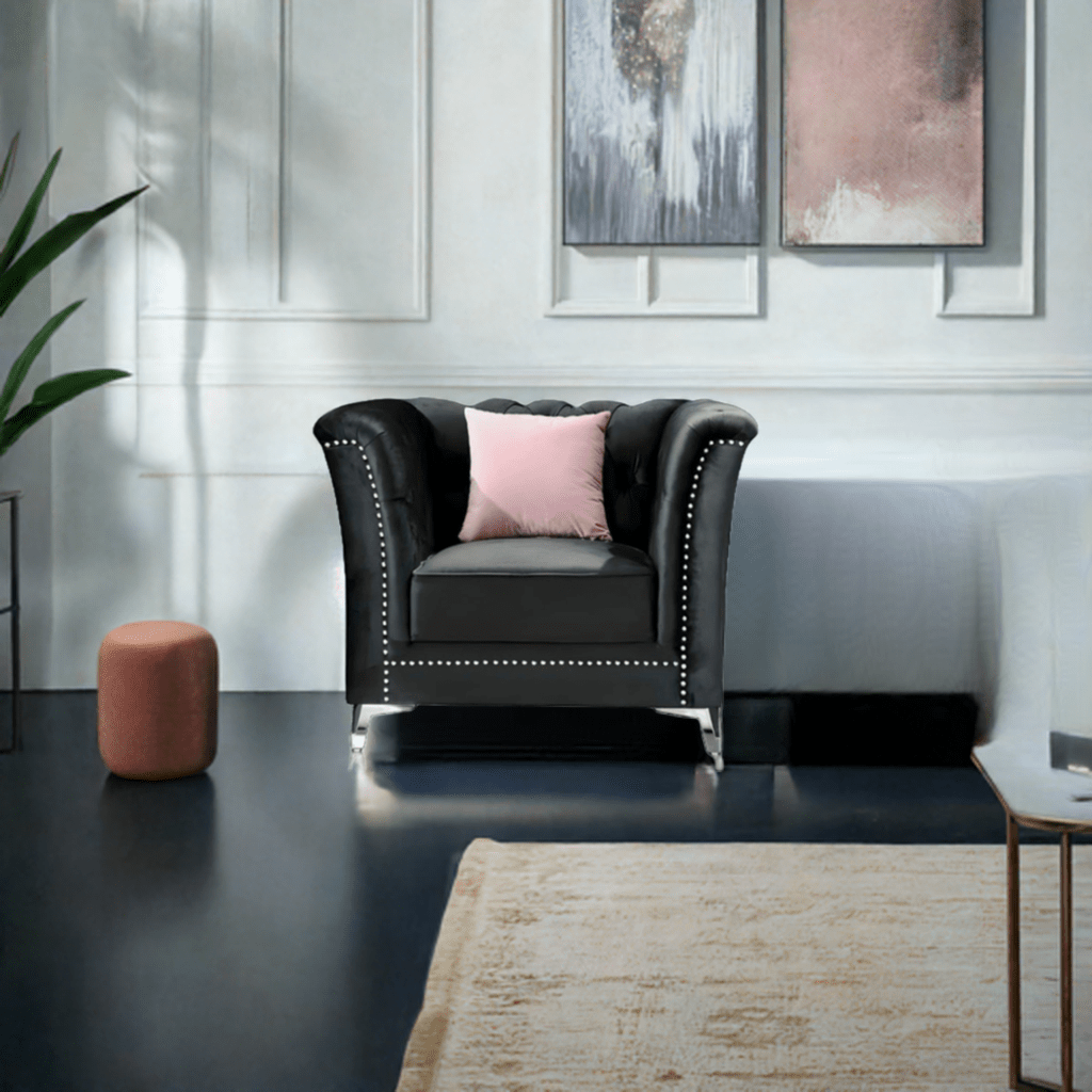Venice Sofa Sets in Luxury Black Velvet - MOOAZAA SHOP