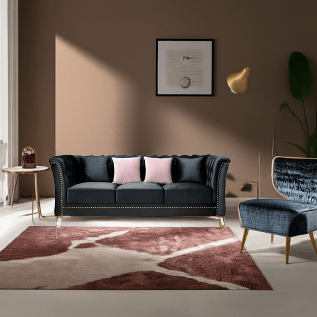 Venice Sofa Sets in Luxury Black Velvet - MOOAZAA SHOP