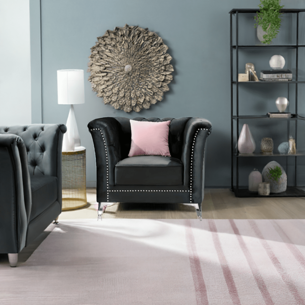 Venice Sofa Sets in Luxury Black Velvet - MOOAZAA SHOP