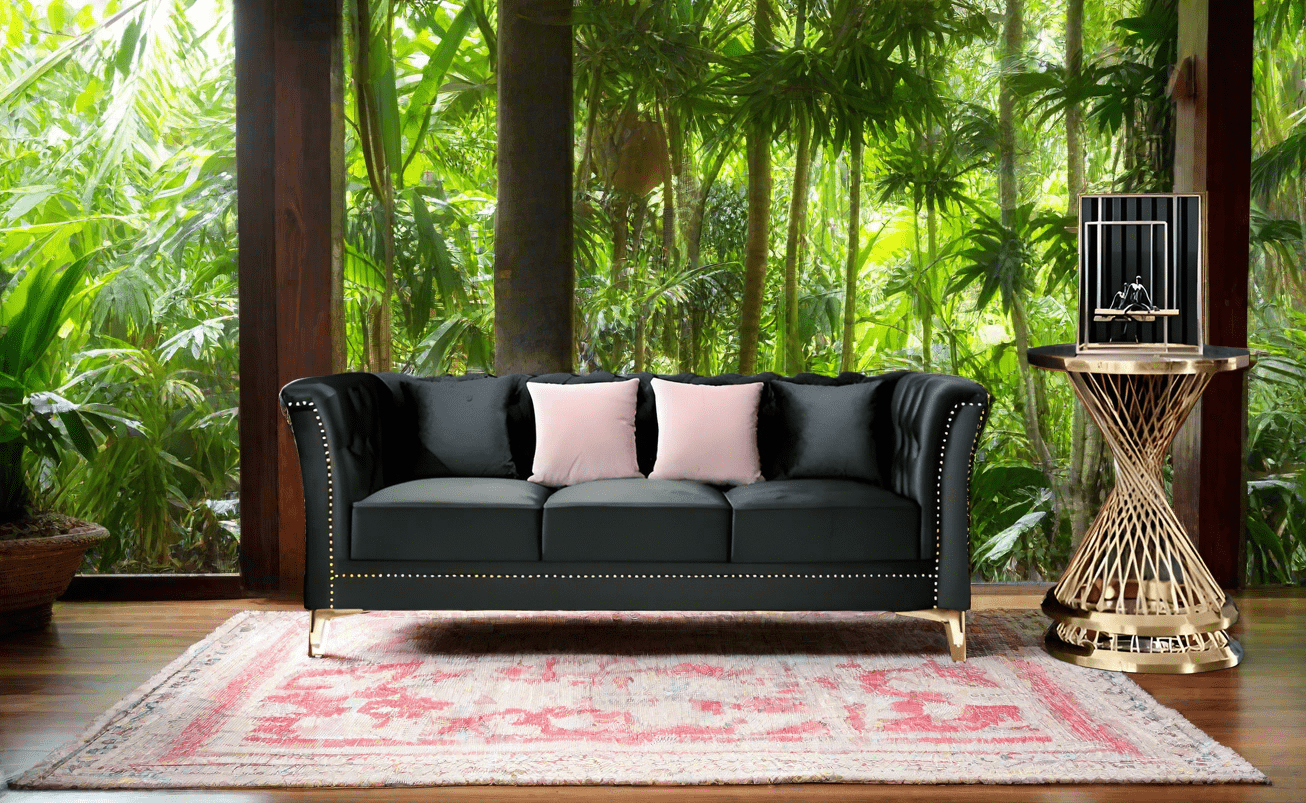 Venice Sofa Sets in Luxury Black Velvet - MOOAZAA SHOP