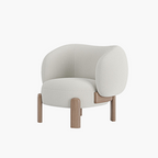 White armchair with wooden legs on a white background