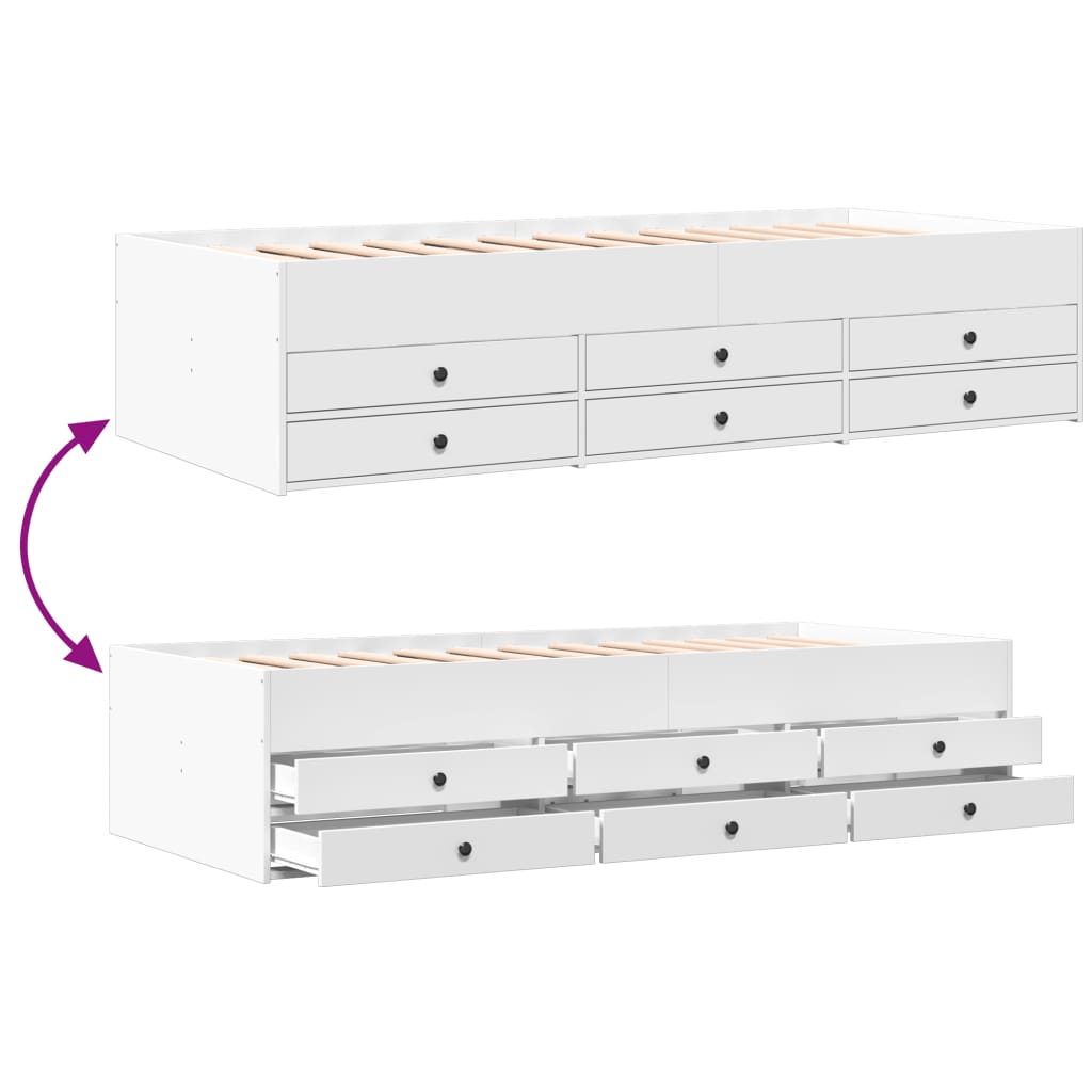White dresser with multiple drawers on a white background