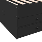 Black dresser with two drawers on a white background