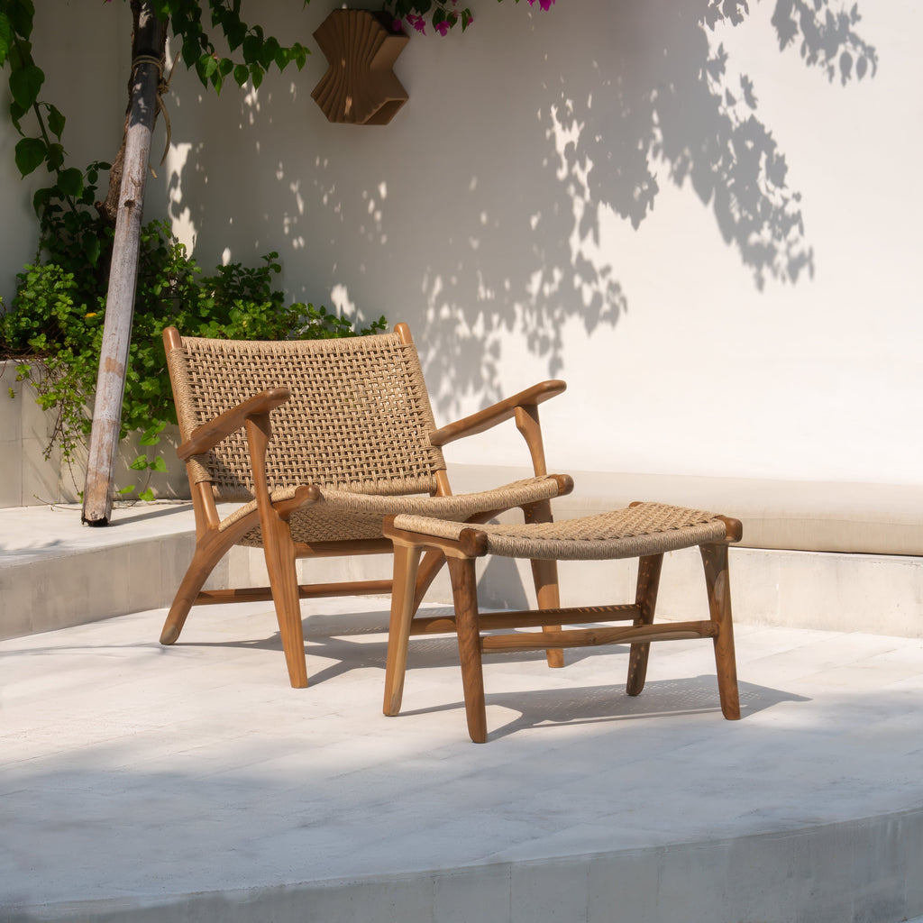 Zara Teak & Rattan Accent Armchair
