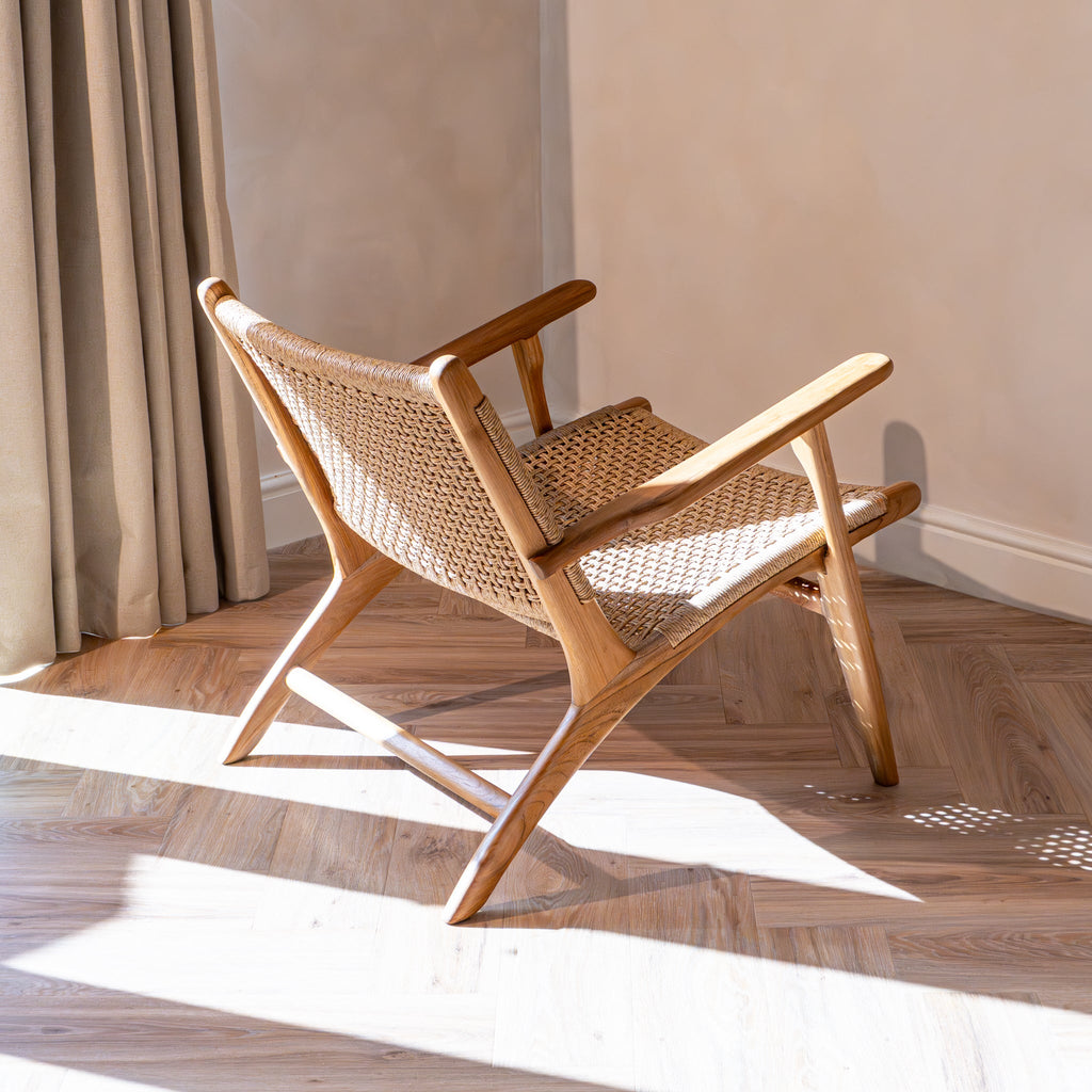 Zara Teak & Rattan Accent Armchair