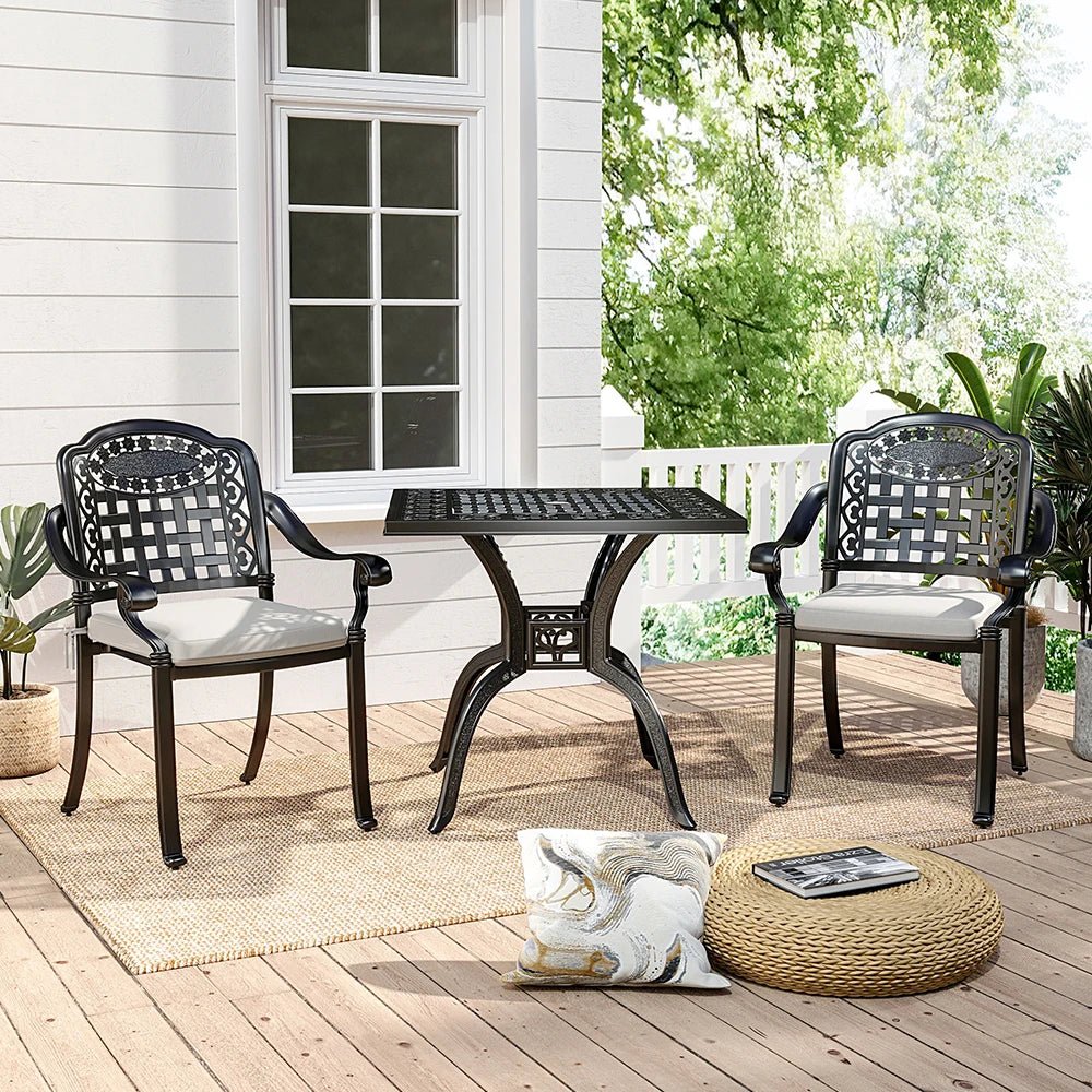 ALUMADINE Outdoor dining table and chair set, 3-piece - MOOAZAA 