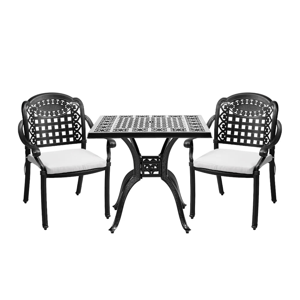 ALUMADINE Outdoor dining table and chair set, 3-piece - MOOAZAA 