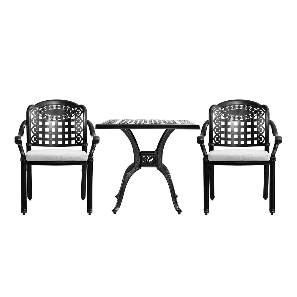 ALUMADINE Outdoor dining table and chair set, 3-piece - MOOAZAA 