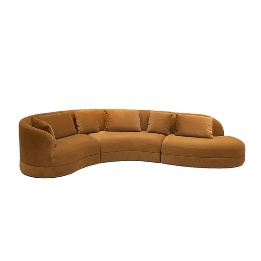 Chenille Fabric Curved Sectional Couch Three Seater M075