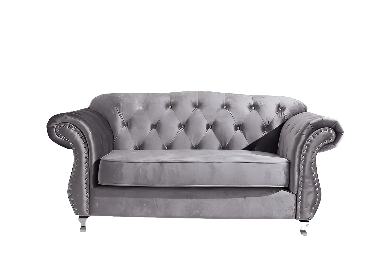 The New Chesterfield Sofa Sets in Luxury Dark Grey Velvet - Express Delivery