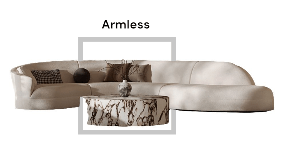 Chenille Fabric Curved Sectional Couch Three Seater - MOOAZAA SHOP