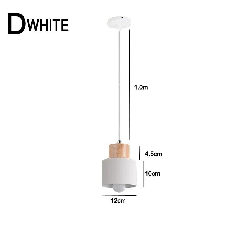 Pendant light with dimensions labeled on a white background