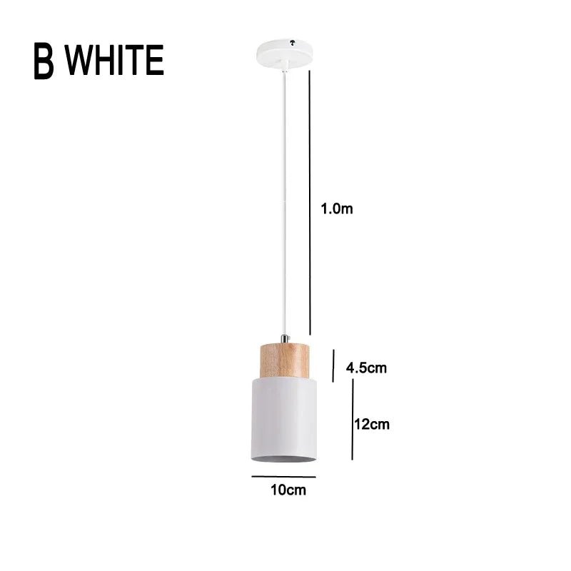 Pendant light with dimensions labeled on a white background