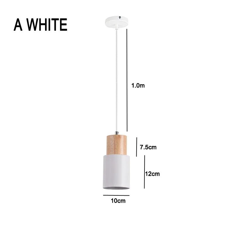 White pendant light with dimensions on a white background