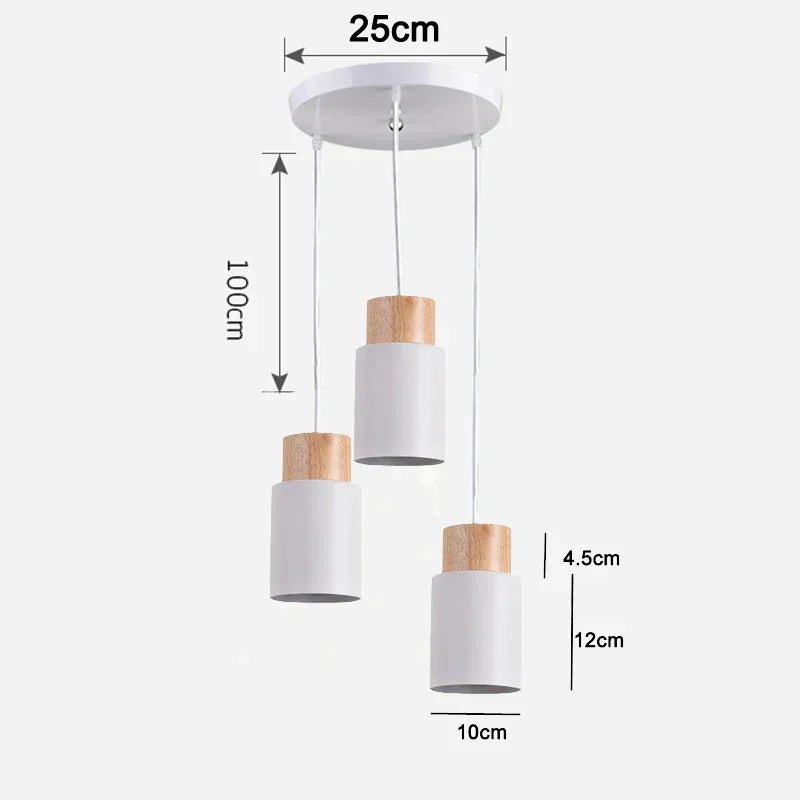 Pendant light fixture with dimensions labeled on a white background