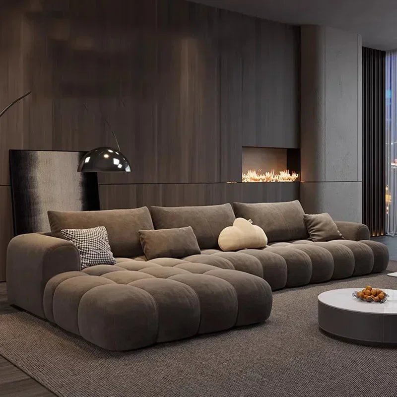 Fancy Brown Velvet Sofa, L - shaped - MOOAZAA SHOP
