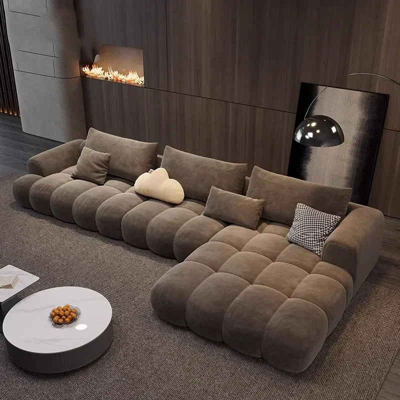 Fancy Brown Velvet Sofa, L - shaped - MOOAZAA SHOP