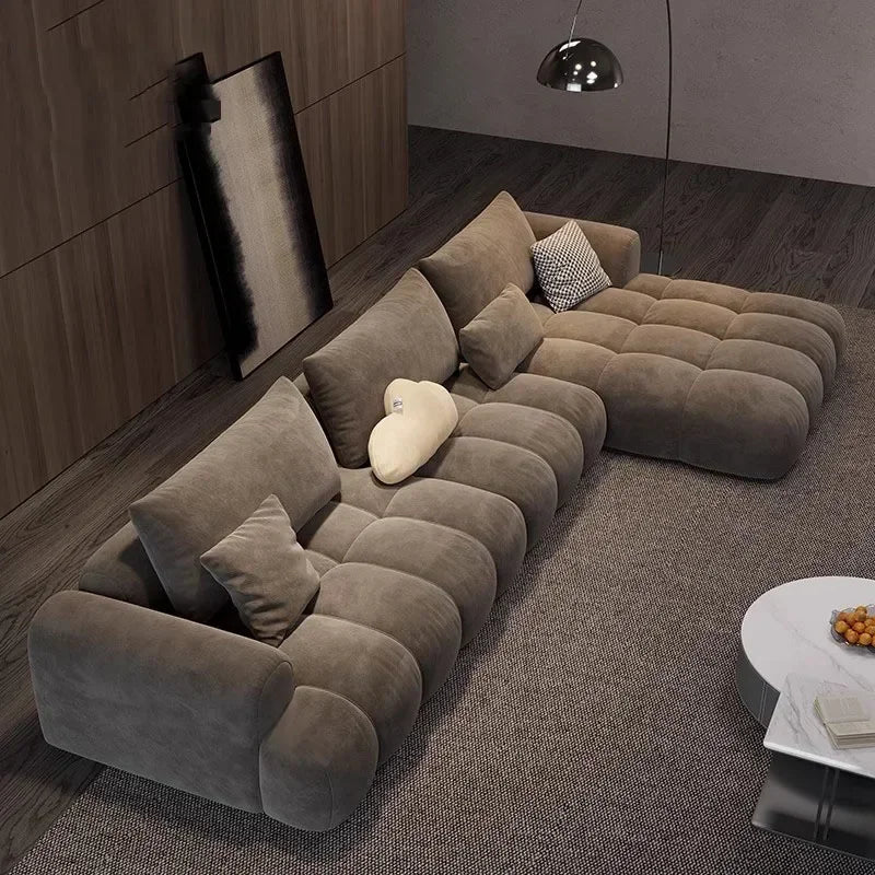 Fancy Brown Velvet Sofa, L - shaped - MOOAZAA SHOP