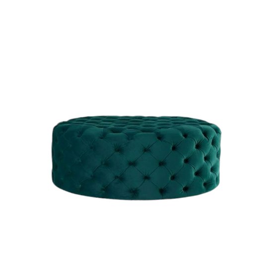 Footstool Chesterfield Green Velvet Luxury, [Rounded] - MOOAZAA SHOP