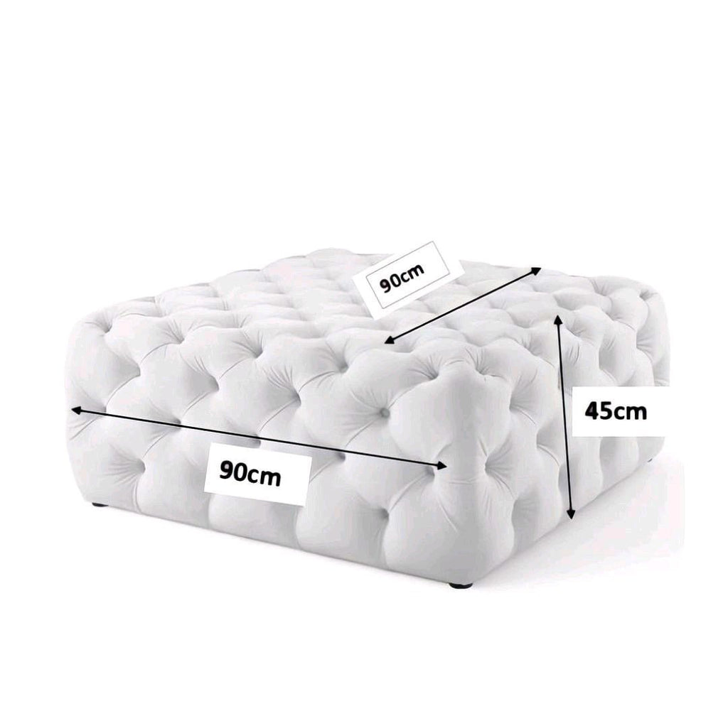 Footstool Chesterfield Velvet Navy Blue, [Squared] - MOOAZAA SHOP