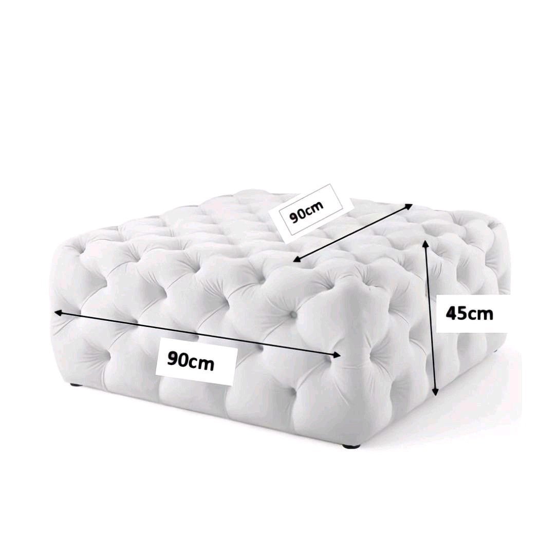 Footstool Chesterfield Velvet Navy Blue, [Squared] - MOOAZAA SHOP