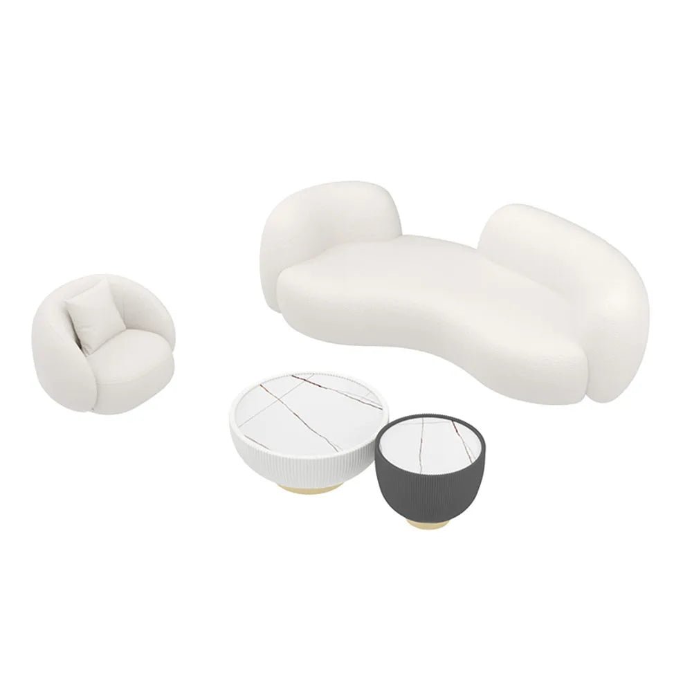 Half Moon Modern Minimalist Living Room Sofa, Lamb Fleece Double elegant Sofa - MOOAZAA