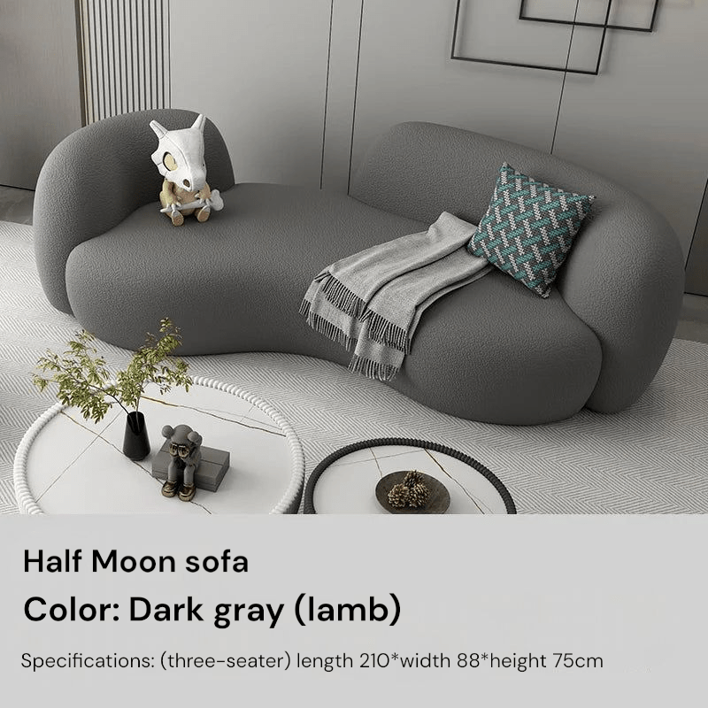 Half Moon Modern Minimalist Living Room Sofa, Lamb Fleece Double elegant Sofa - MOOAZAA 