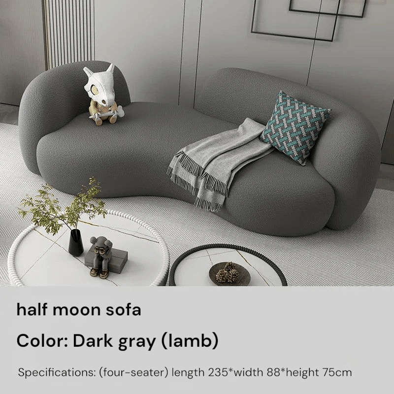 Half Moon Modern Minimalist Living Room Sofa, Lamb Fleece Double elegant Sofa - MOOAZAA