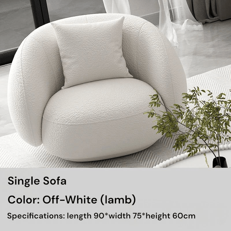 Half Moon Modern Minimalist Living Room Sofa, Lamb Fleece Double elegant Sofa - MOOAZAA