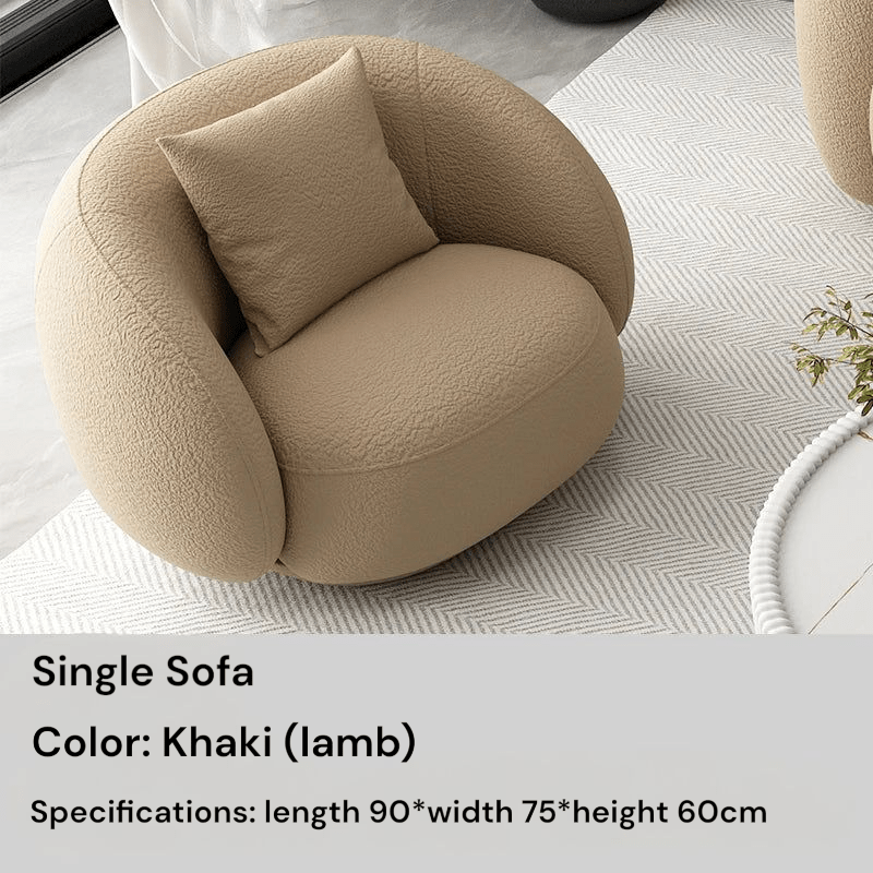 Half Moon Modern Minimalist Living Room Sofa, Lamb Fleece Double elegant Sofa - MOOAZAA