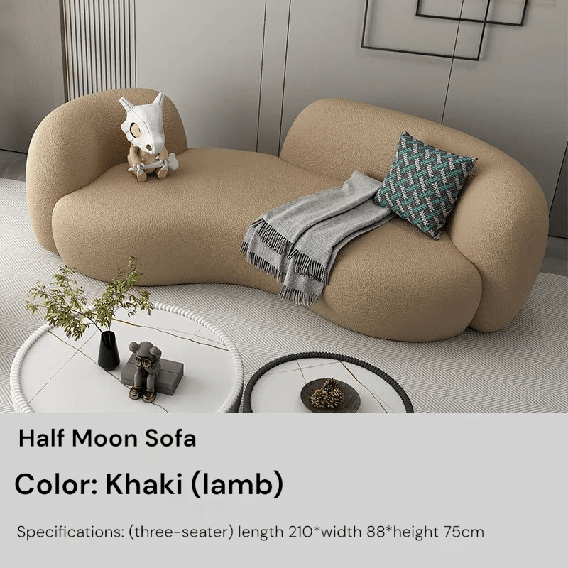 Half Moon Modern Minimalist Living Room Sofa, Lamb Fleece Double elegant Sofa - MOOAZAA