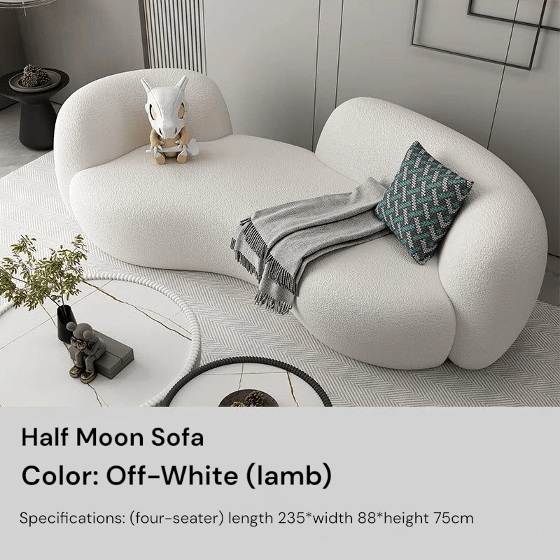 Half Moon Modern Minimalist Living Room Sofa, Lamb Fleece Double elegant Sofa - MOOAZAA