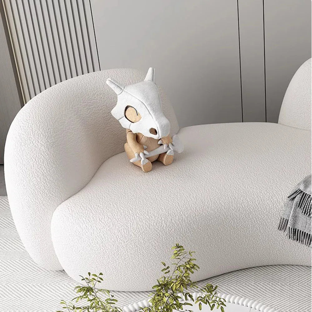 Half Moon Modern Minimalist Living Room Sofa, Lamb Fleece Double elegant Sofa - MOOAZAA