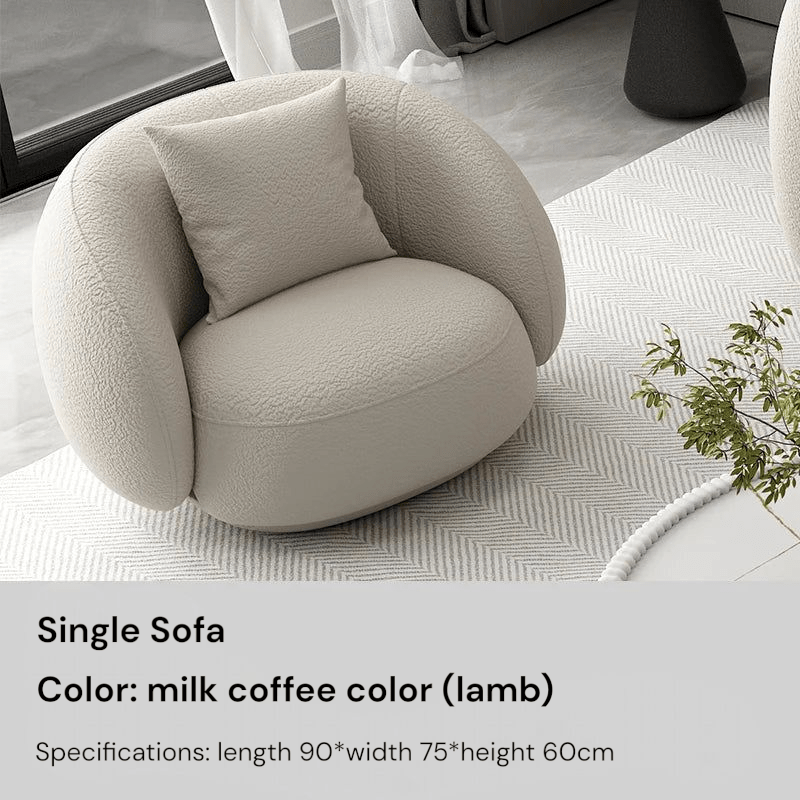 Half Moon Modern Minimalist Living Room Sofa, Lamb Fleece Double elegant Sofa - MOOAZAA
